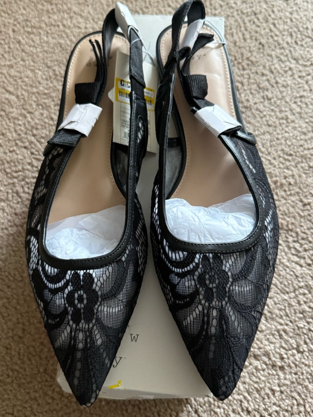 a new day Black Lace Pointed Slingback Flat - Picture 2 of 4
